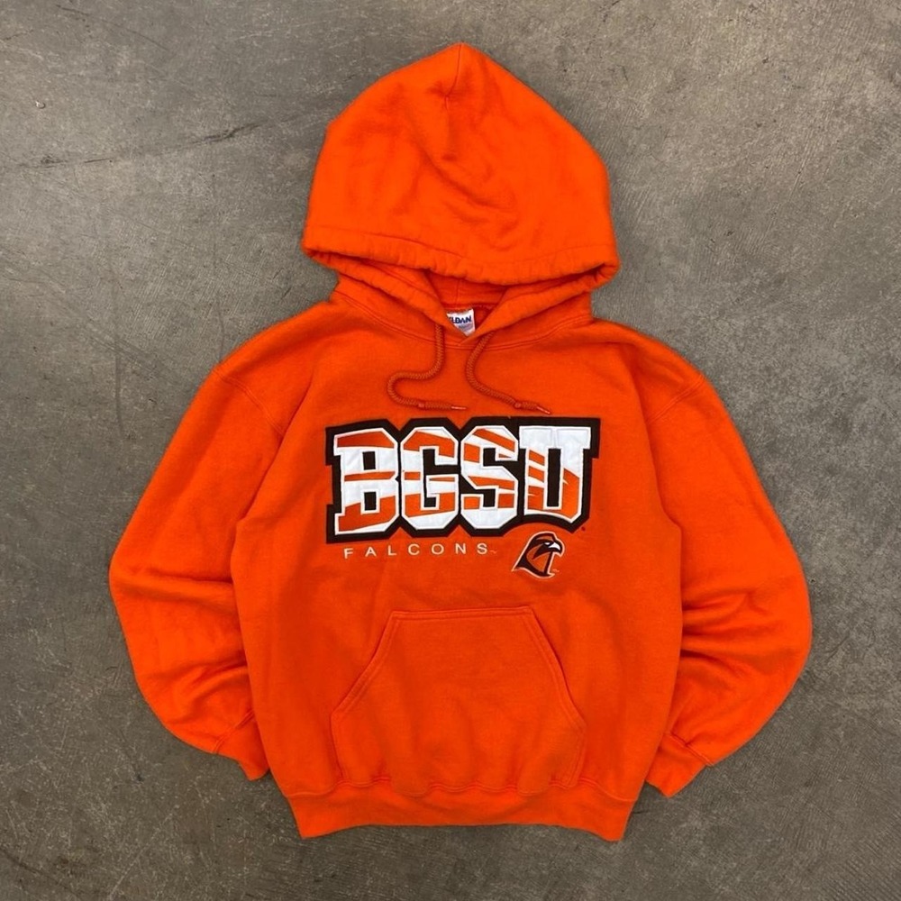Vintage Bowling Green State University College Ohio 2000s Orange Hoodie Size S